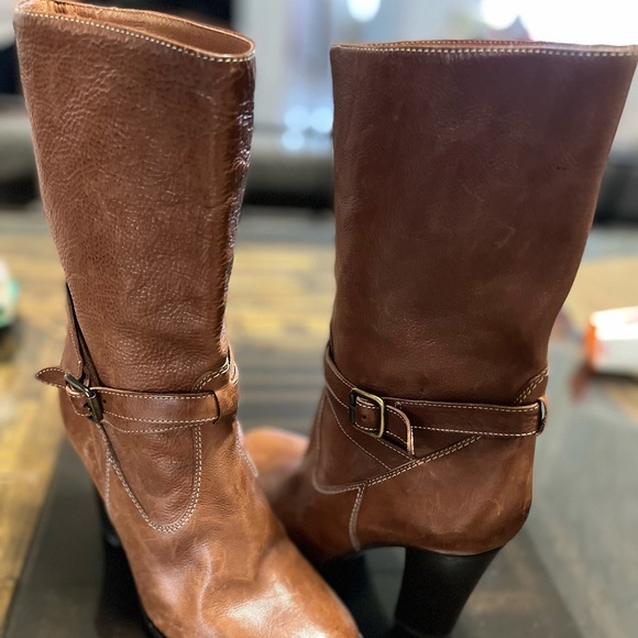 J Crew Women’s Leather Mid Calf Heels Boots. Size 8.5 - Picture 4 of 13